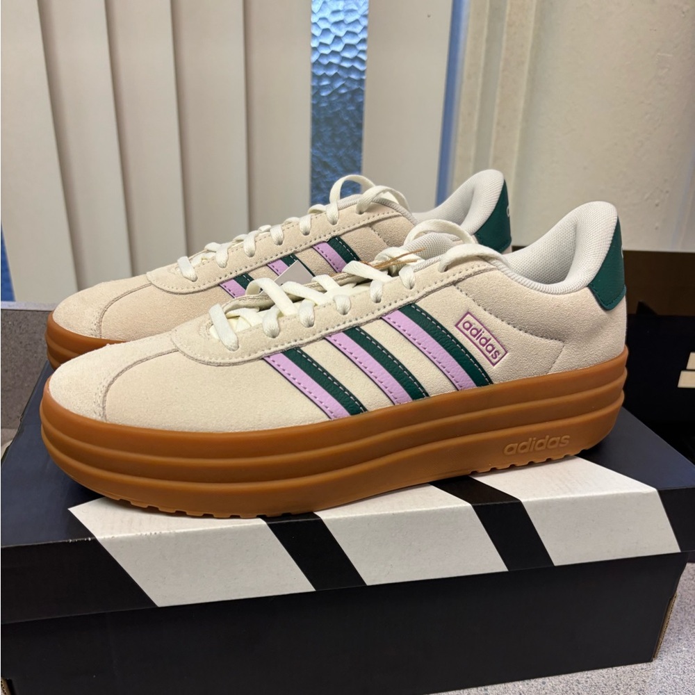 Adidas VL Court Bold Off White Collegiate Green Lilac JI1788 Women’s Shoe - Picture 3 of 11
